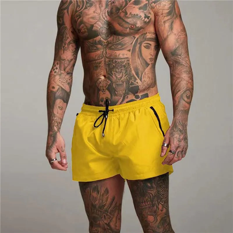 Men's Swim Shorts with Adjustable Waist – Quick-Dry Stretch Beach Trunks in Eight Vibrant Colors