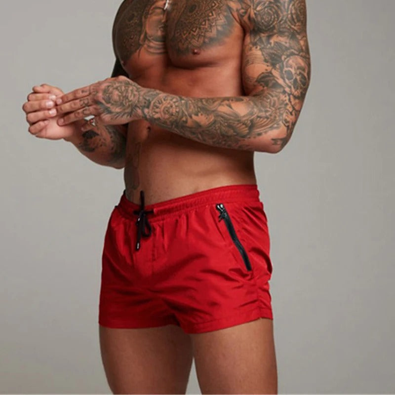 Men's Swim Shorts with Adjustable Waist – Quick-Dry Stretch Beach Trunks in Eight Vibrant Colors