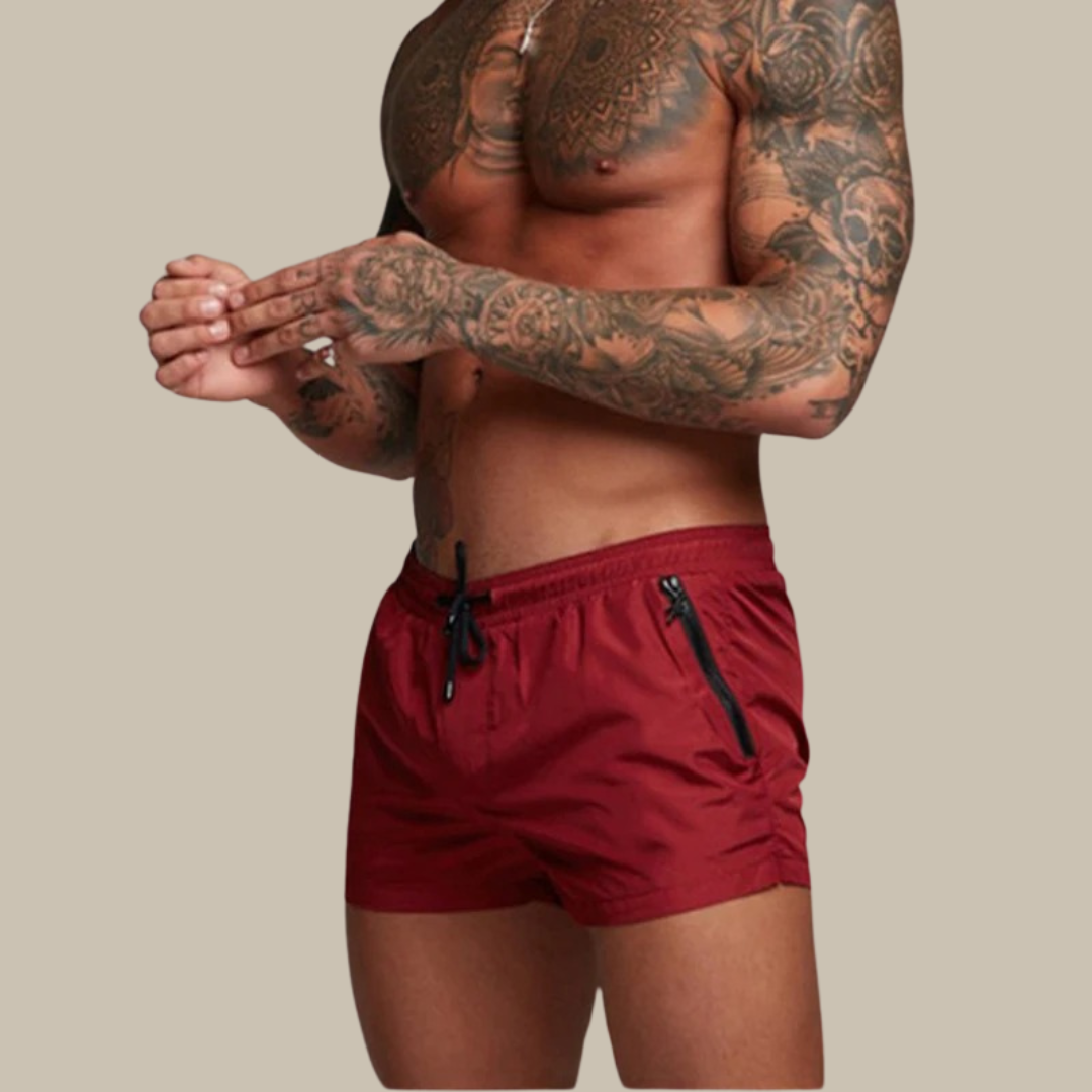 Men's Swim Shorts with Adjustable Waist – Quick-Dry Stretch Beach Trunks in Eight Vibrant Colors