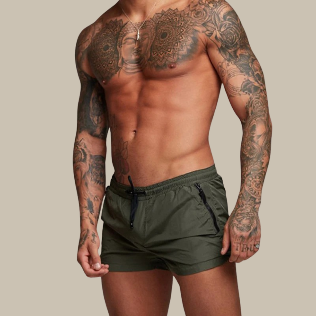 Men's Swim Shorts with Adjustable Waist – Quick-Dry Stretch Beach Trunks in Eight Vibrant Colors
