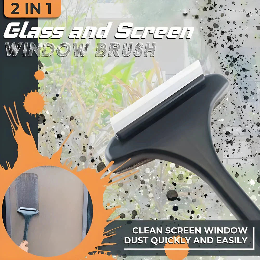 Squeegee with Brush for Cleaning Fly Screens and Window Panes