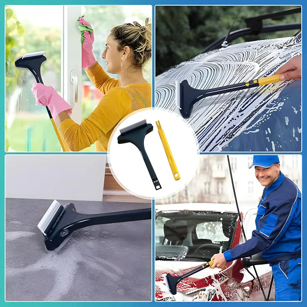Squeegee with Brush for Cleaning Fly Screens and Window Panes