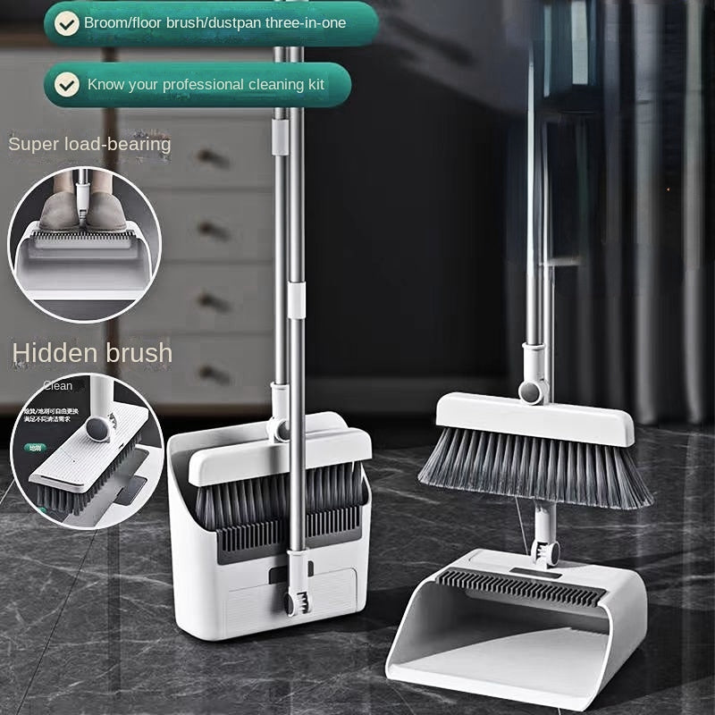 Self-Cleaning Dustpan and Broom Set – Standing Design with Comb Teeth for Home and Kitchen