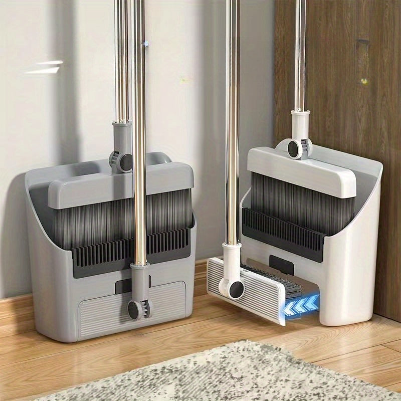 Self-Cleaning Dustpan and Broom Set – Standing Design with Comb Teeth for Home and Kitchen