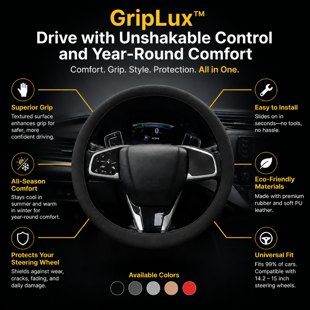GripLux™ — Drive with Unshakable Control and Year-Round Comfort
