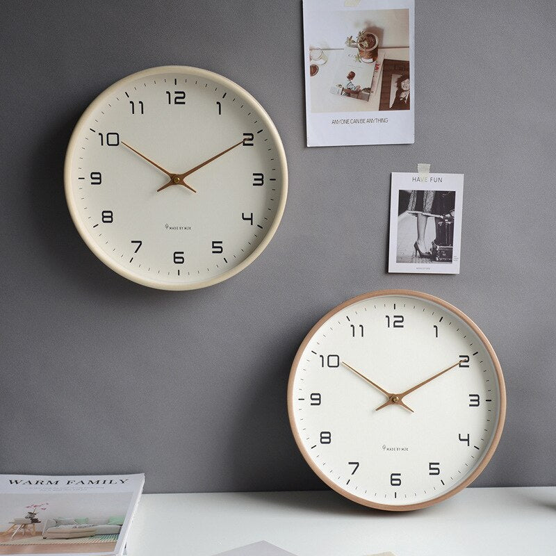 Minimalist Wooden Wall Clock with Silent Movement - Natural Accents for Home