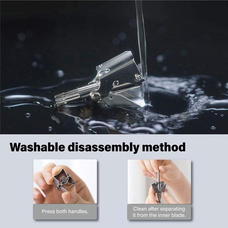 Stainless Steel Manual Trimmer for Nose and Ear Hair with Brush