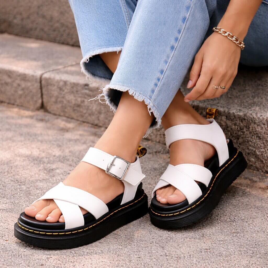 Stylish and Comfortable Women's Leather Platform Sandals