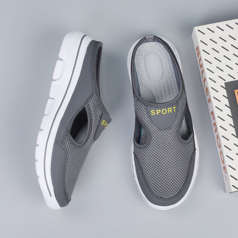 Breathable Mesh Sneakers for Men - Cushioned Slip-On Walking Shoes with Supportive Footbed