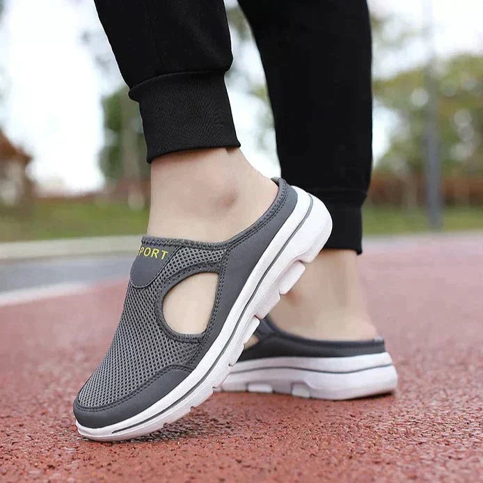 Breathable Mesh Sneakers for Men - Cushioned Slip-On Walking Shoes with Supportive Footbed