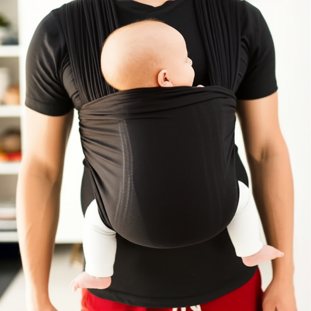 Stretchy Cotton T-Shirt for Babywearing with Integrated Baby Pouch, Washable