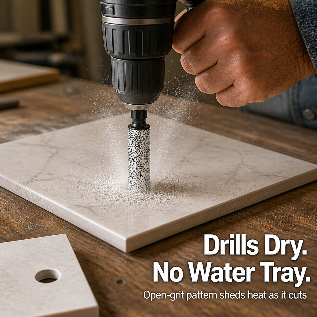 Waterless Hole Drilling Tool for Tile, Marble, and Glass