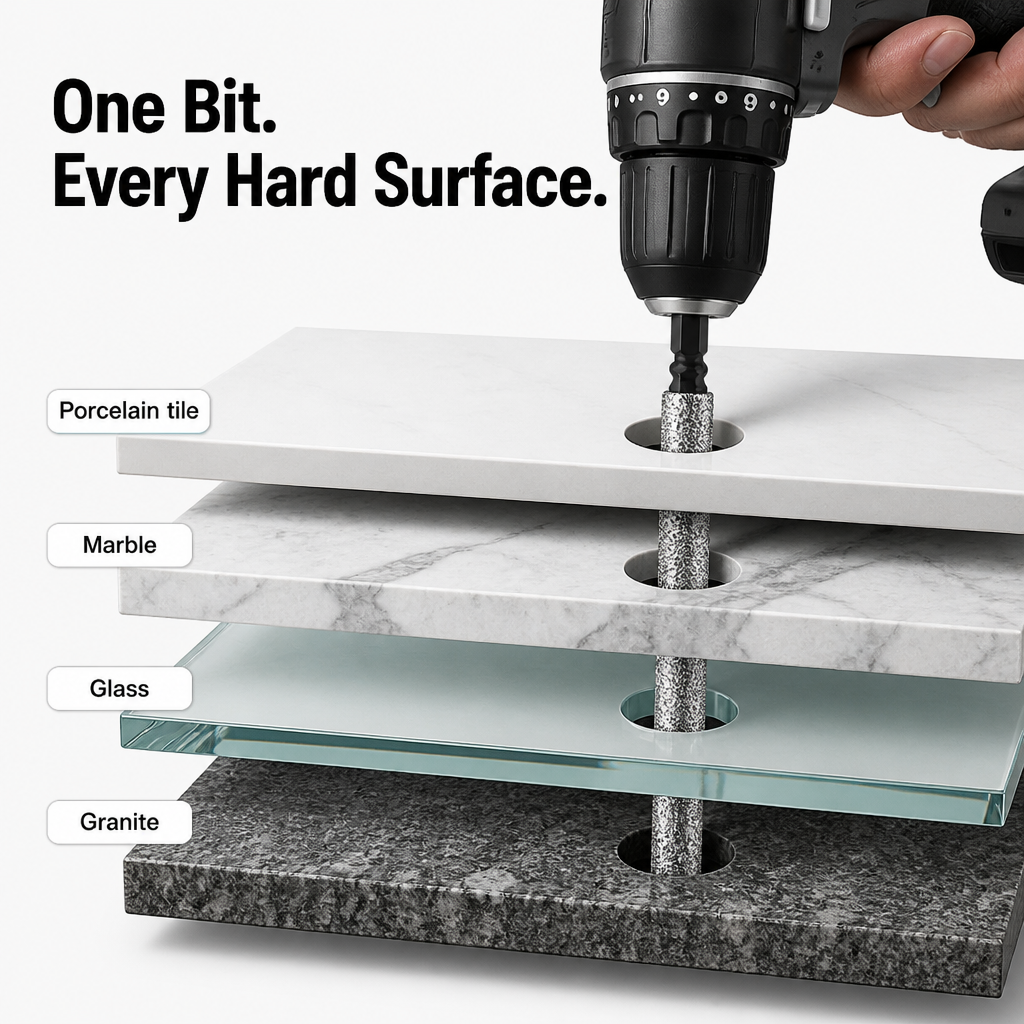 Waterless Hole Drilling Tool for Tile, Marble, and Glass