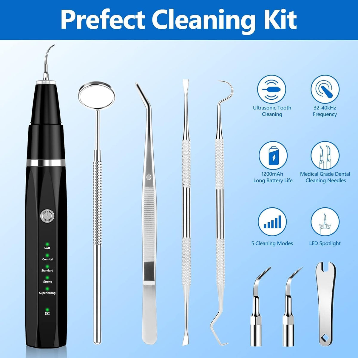 Teeth Cleaning Kit for Dogs and Cats - Ultrasonic Plaque and Tartar Remover