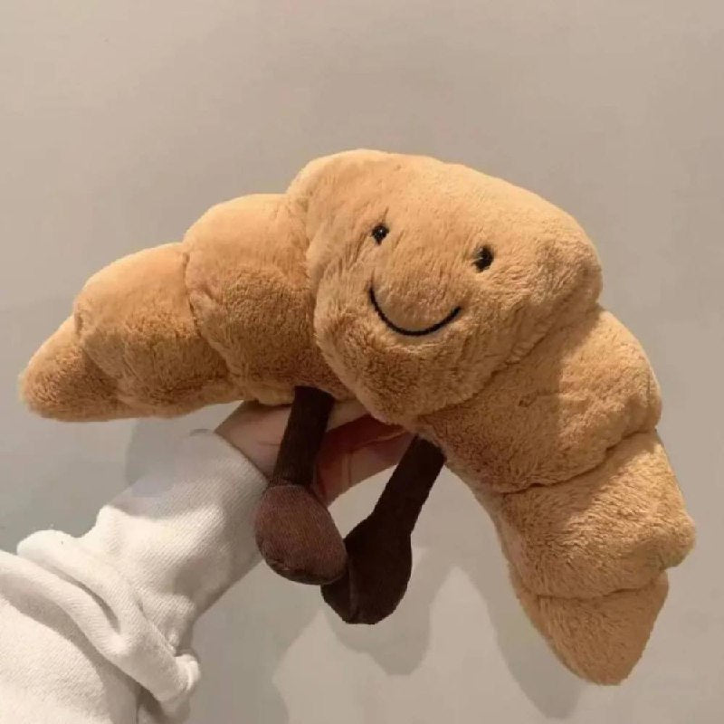 Soft 13-Inch Hugging Pillow in Croissant Shape with Happy Expression