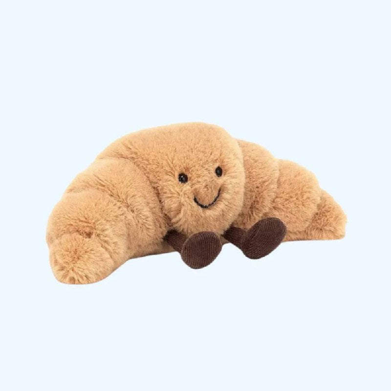 Soft 13-Inch Hugging Pillow in Croissant Shape with Happy Expression