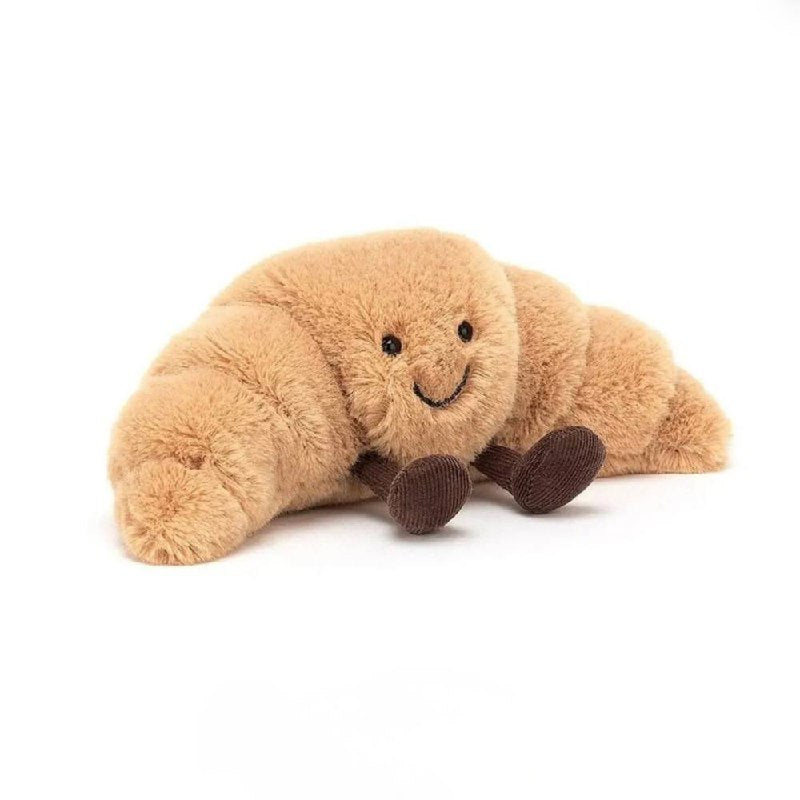 Soft 13-Inch Hugging Pillow in Croissant Shape with Happy Expression