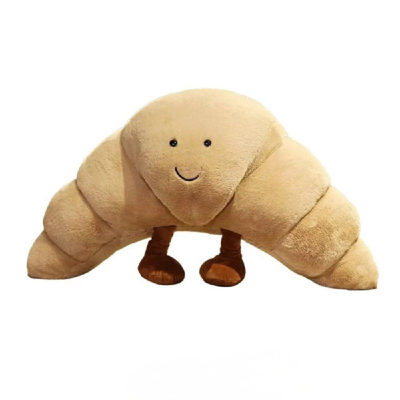 Soft 13-Inch Hugging Pillow in Croissant Shape with Happy Expression