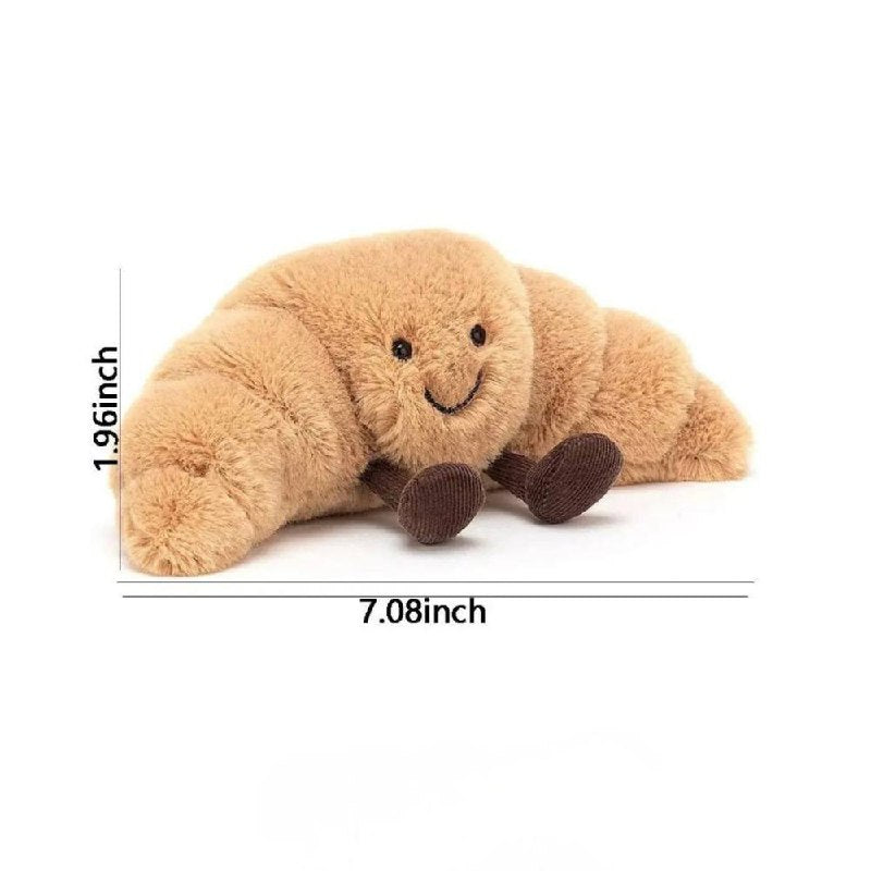 Soft 13-Inch Hugging Pillow in Croissant Shape with Happy Expression