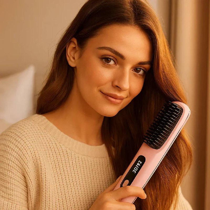 Hair Straightening Brush – Quick Styling with Ceramic Anti-Frizz Technology
