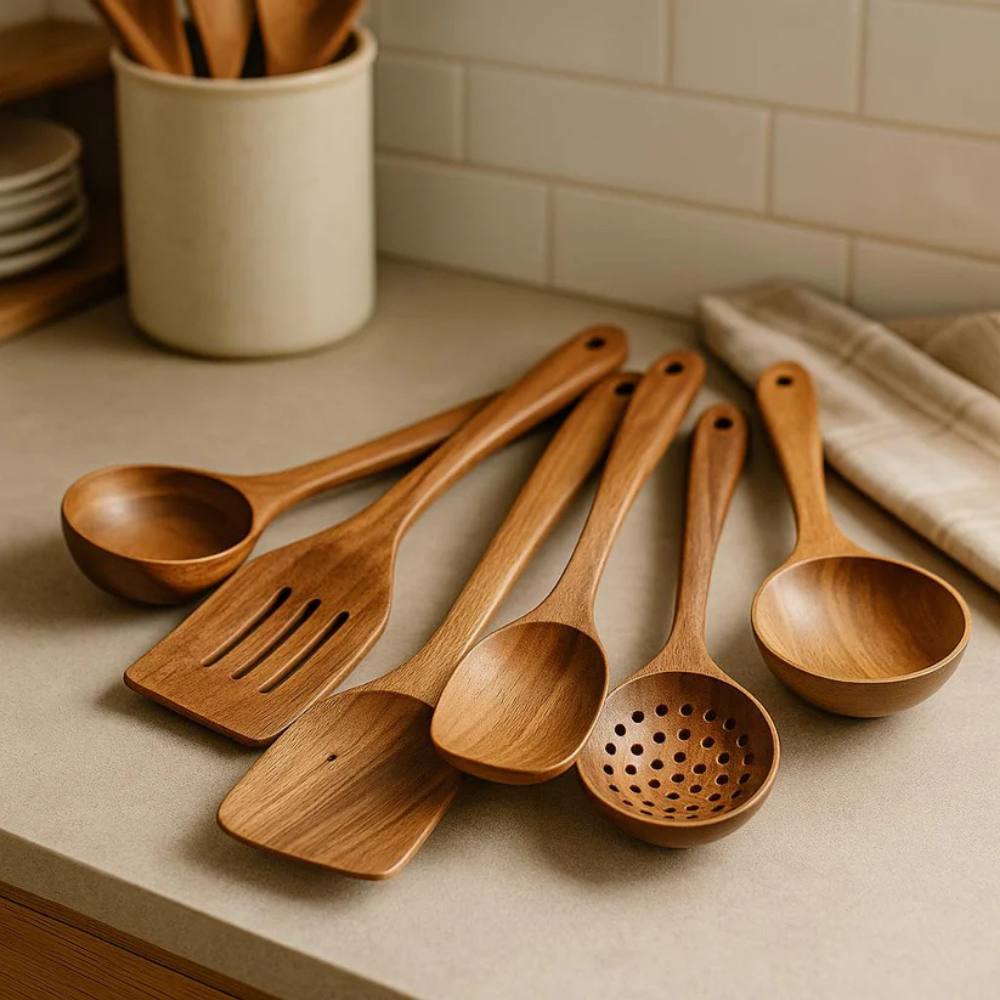 Natural and Durable Kitchen Utensil Set Made of Acacia Wood