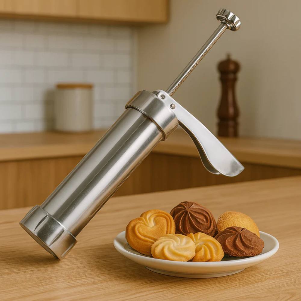 Aluminum Cookie and Pastry Press Set with 20 Decorating Discs and 4 Nozzles