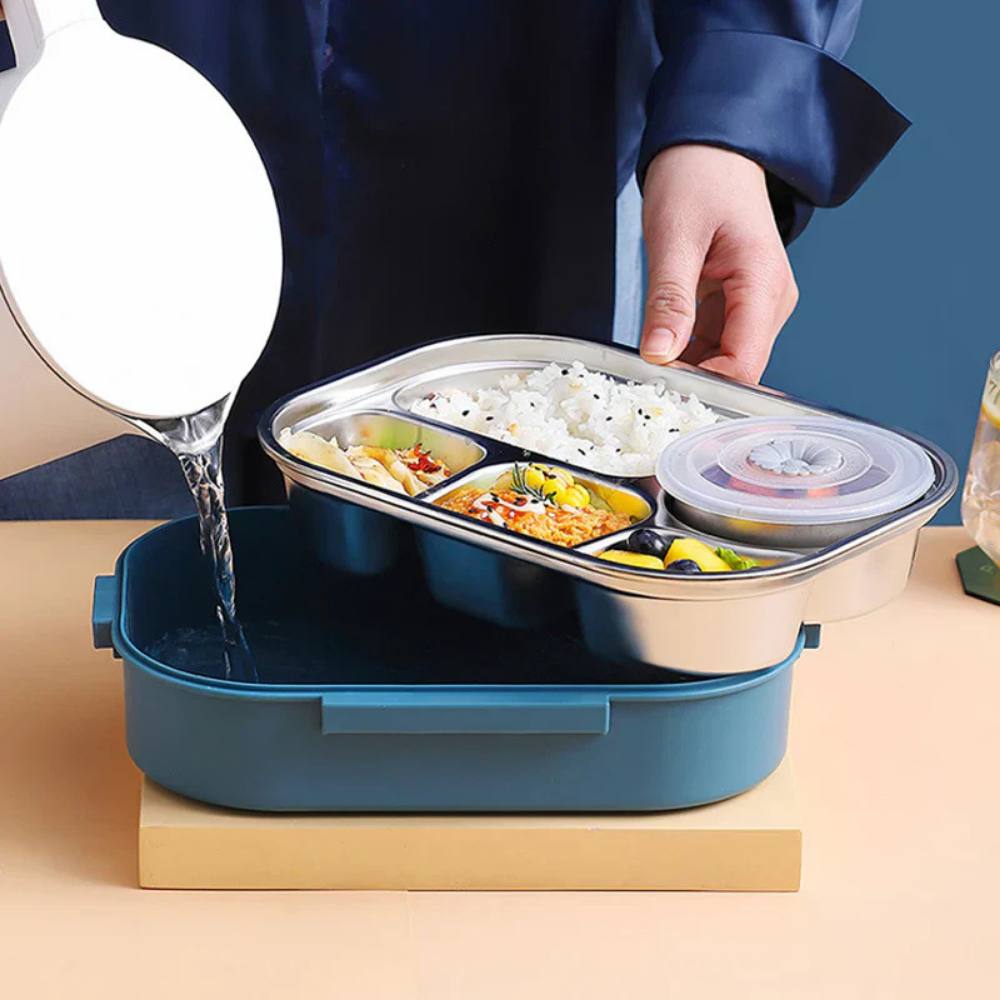 Lunch Box with Stainless Steel Container, Leakproof and Multi-Compartment Design