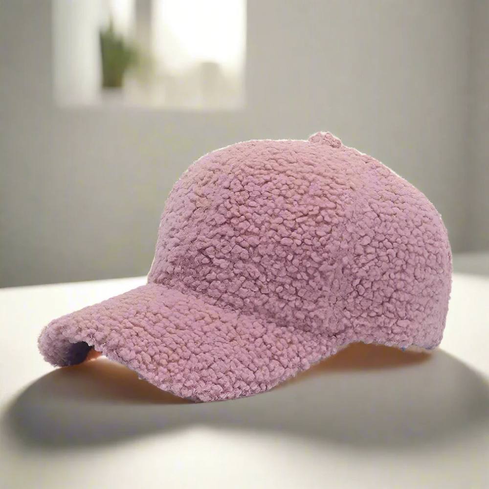 Casual Winter Hat in Teddy Fabric - Adjustable Cap for Cold Weather