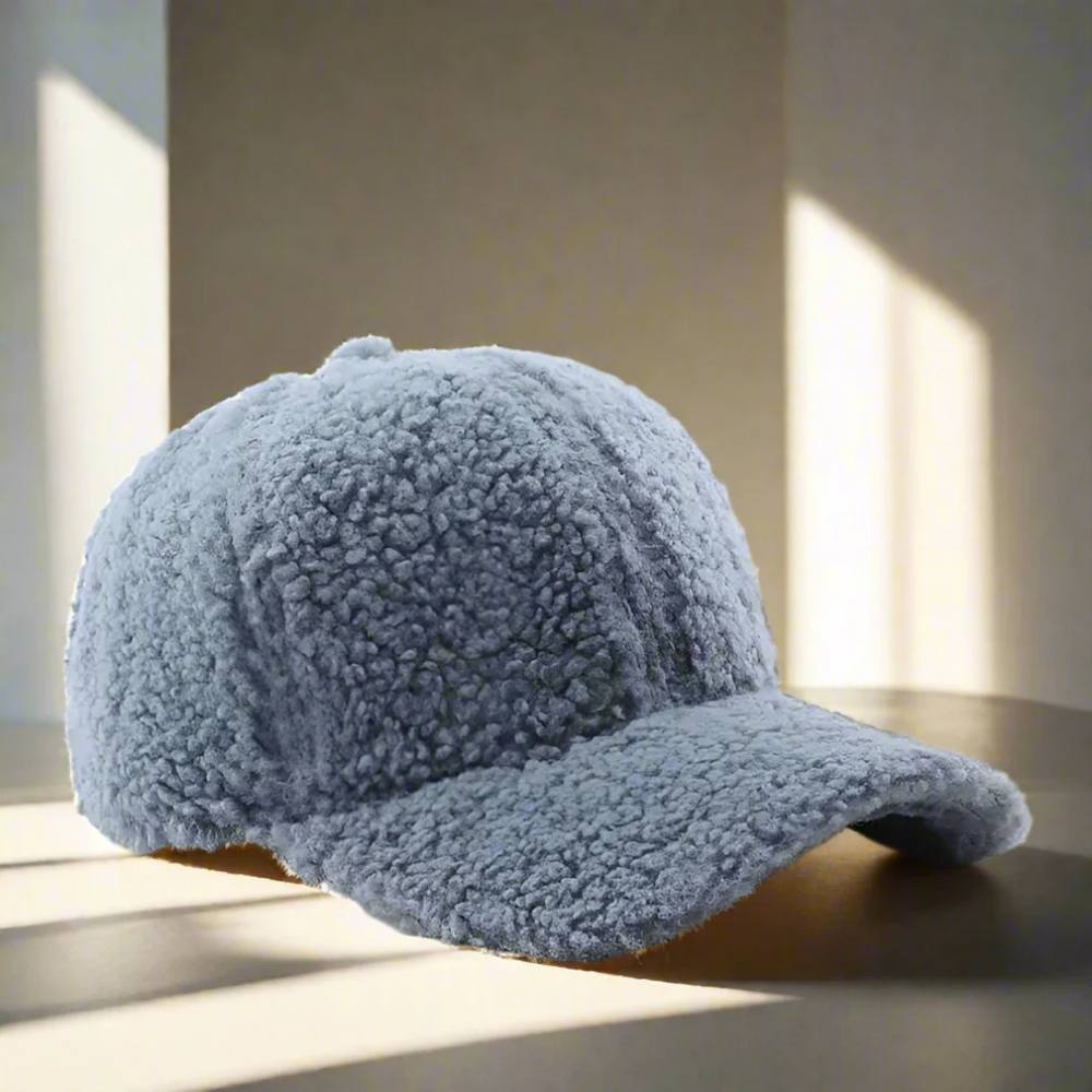 Casual Winter Hat in Teddy Fabric - Adjustable Cap for Cold Weather
