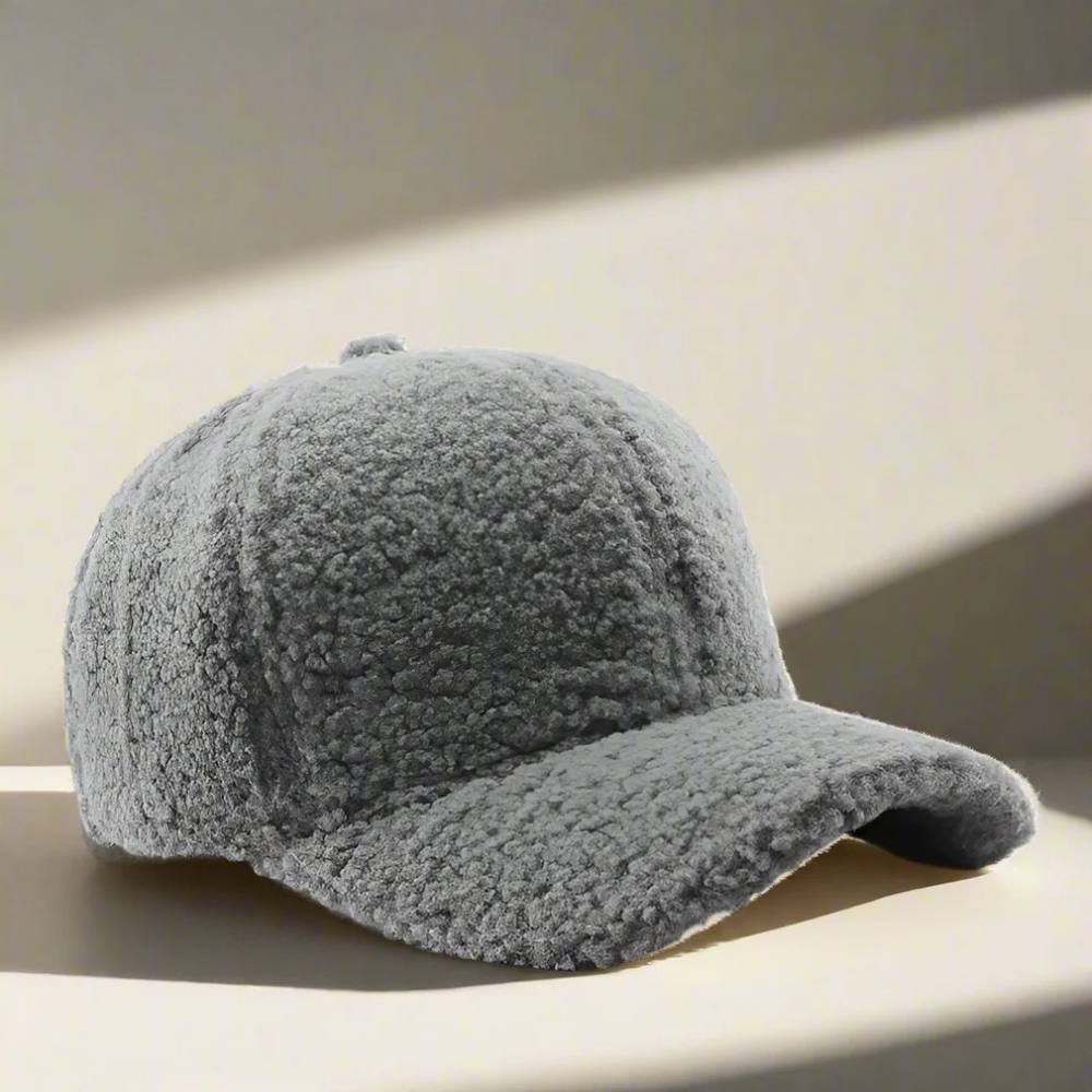 Casual Winter Hat in Teddy Fabric - Adjustable Cap for Cold Weather
