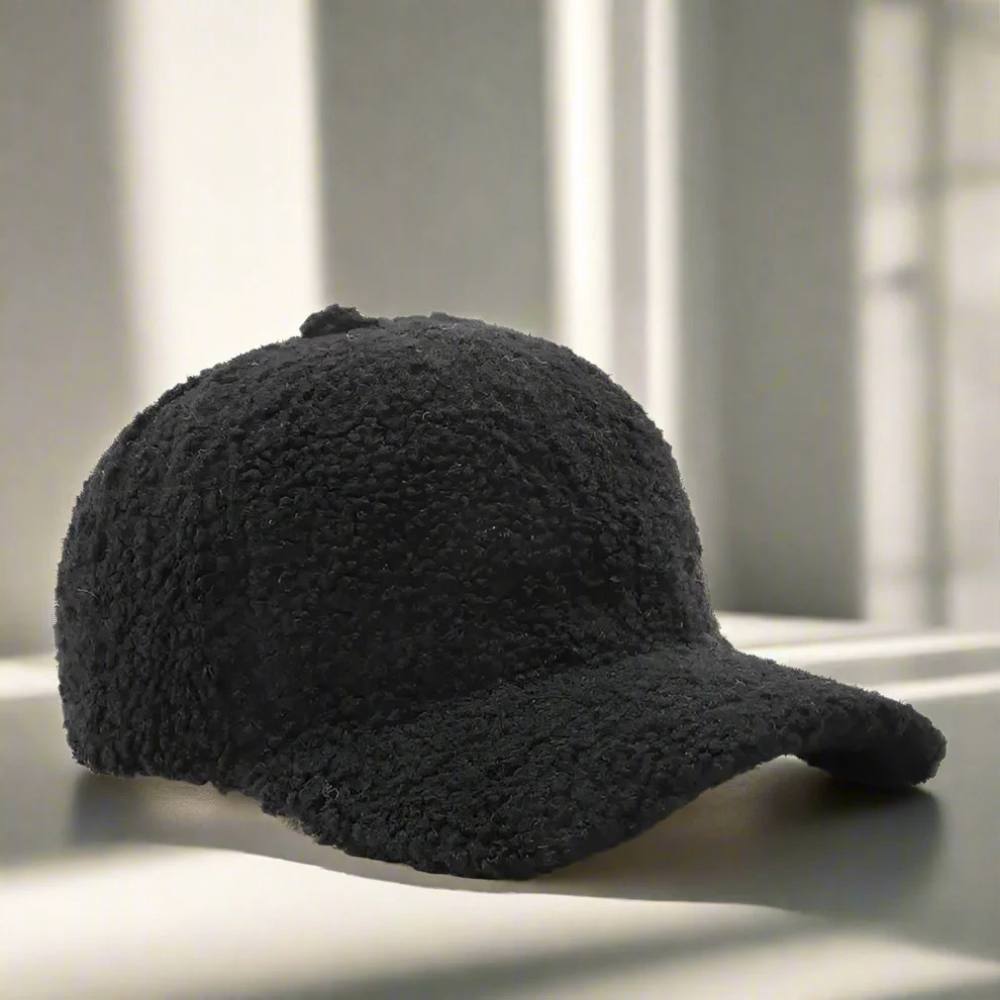 Casual Winter Hat in Teddy Fabric - Adjustable Cap for Cold Weather