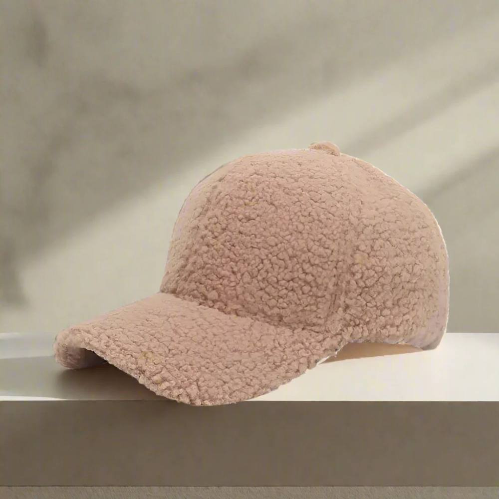 Casual Winter Hat in Teddy Fabric - Adjustable Cap for Cold Weather