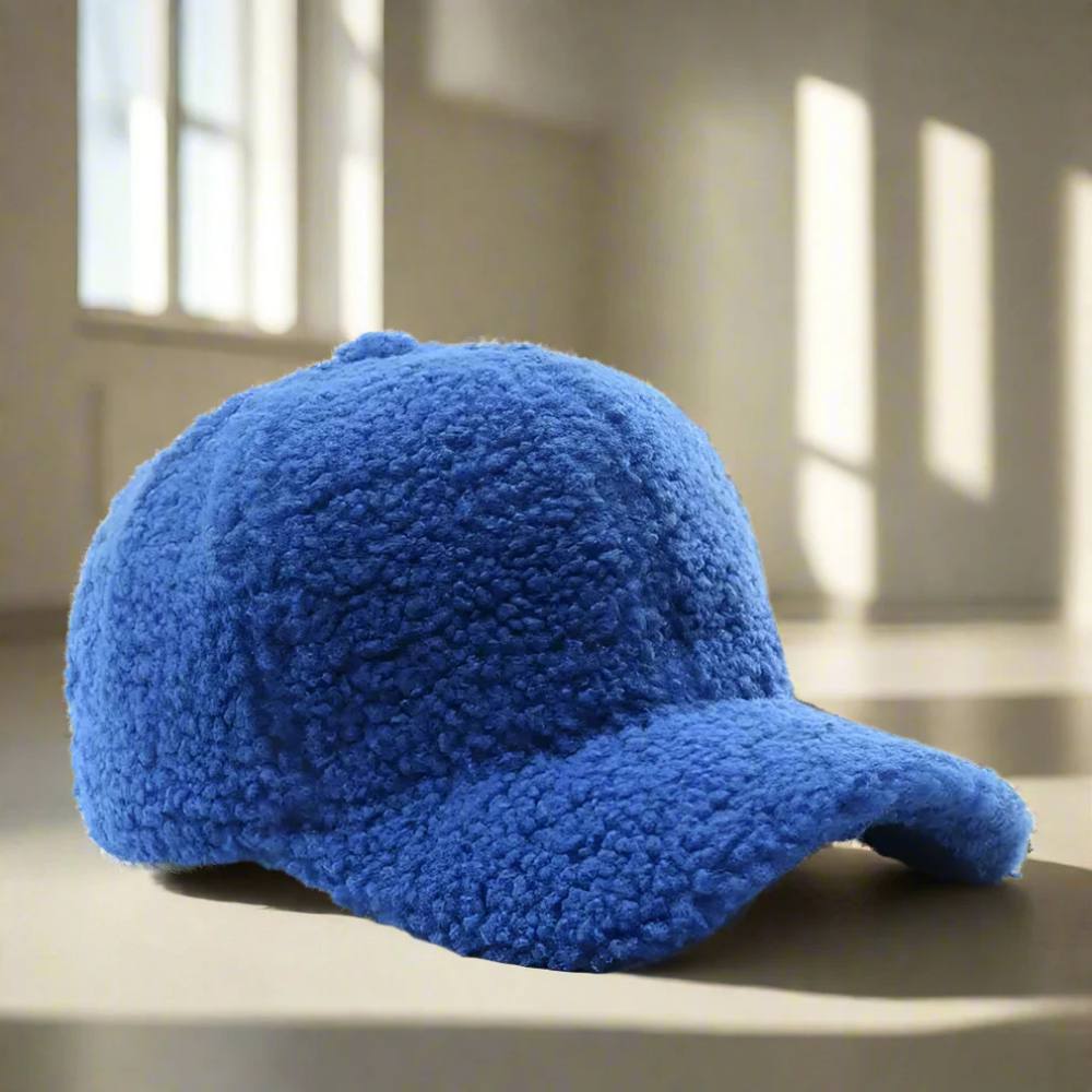 Casual Winter Hat in Teddy Fabric - Adjustable Cap for Cold Weather