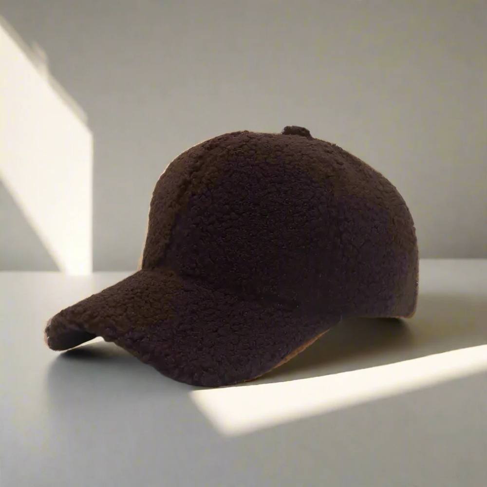Casual Winter Hat in Teddy Fabric - Adjustable Cap for Cold Weather