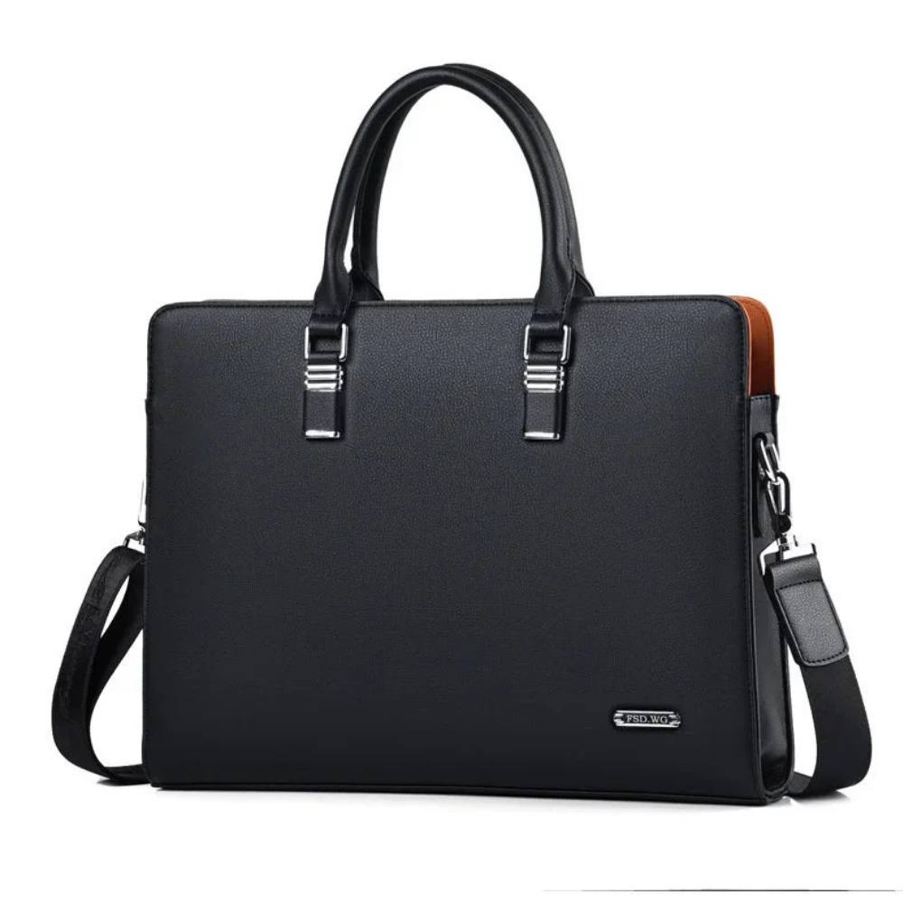 Stylish Leather Laptop Bag for Men, Adjustable Shoulder Strap, Fits 14-15 Inch