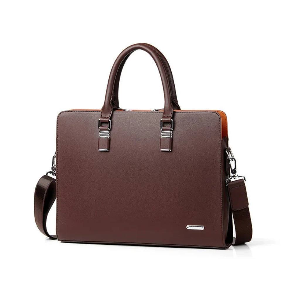 Stylish Leather Laptop Bag for Men, Adjustable Shoulder Strap, Fits 14-15 Inch