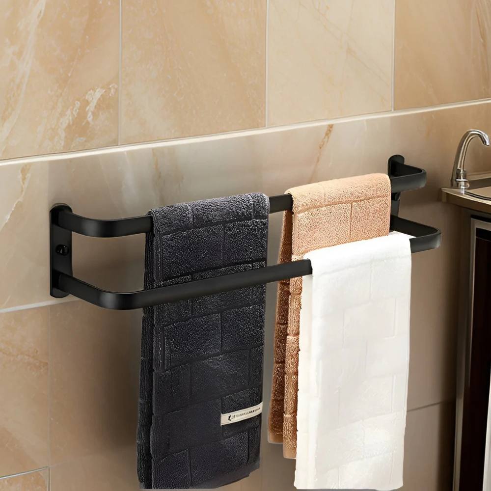 Space-Saving 3-Tier Towel Shelf for Wall Mounting in Aluminum