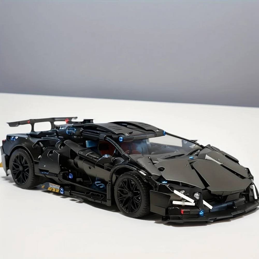 1288-Piece Building Block Model of Black Supercar for Teens and Adults