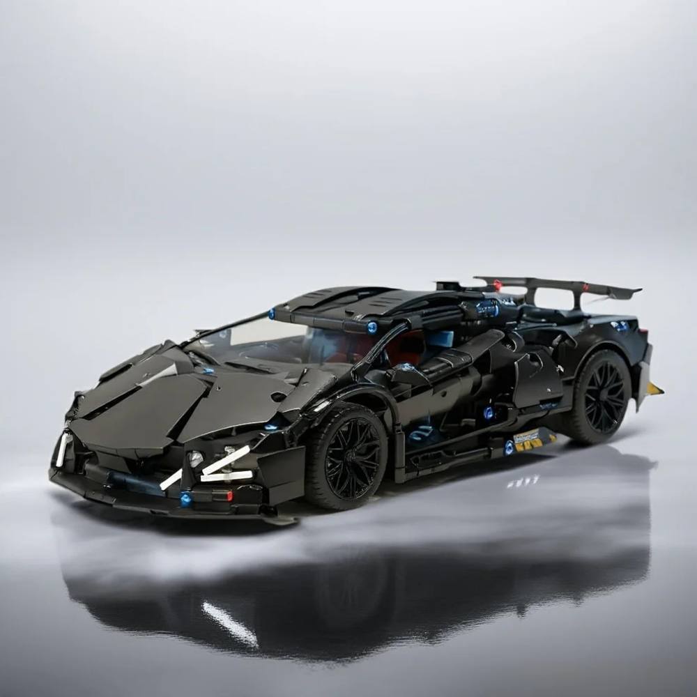 1288-Piece Building Block Model of Black Supercar for Teens and Adults