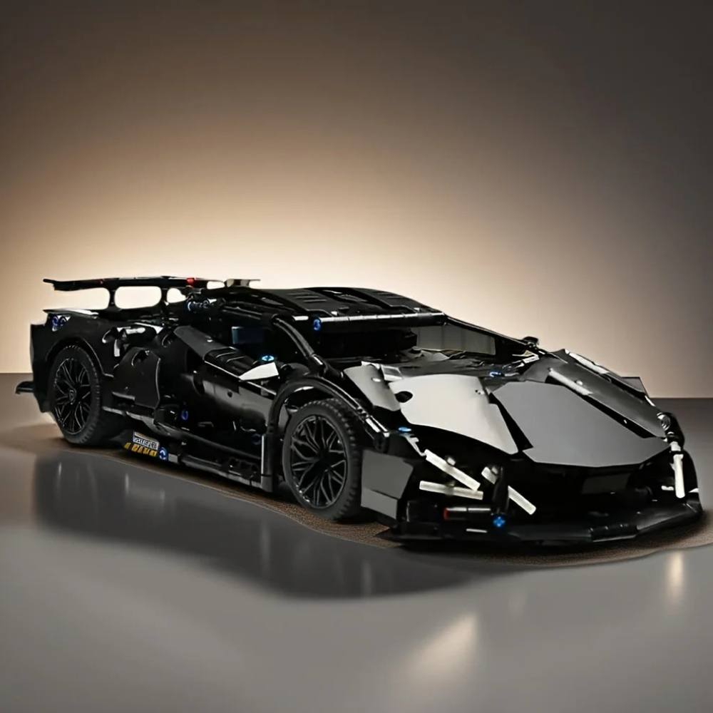 1288-Piece Building Block Model of Black Supercar for Teens and Adults