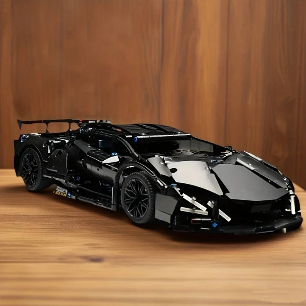 1288-Piece Building Block Model of Black Supercar for Teens and Adults