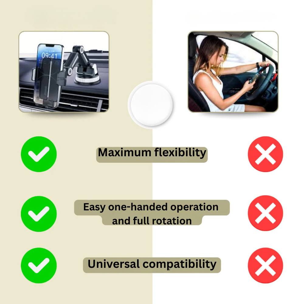 360° Rotating Car Phone Holder with Powerful Suction Cup