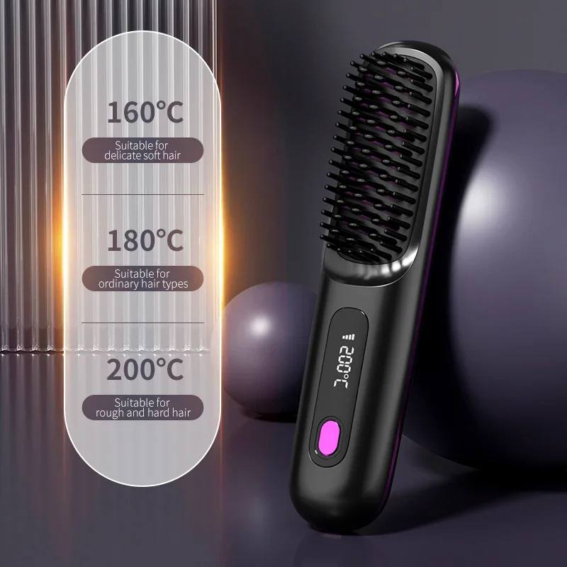 Cordless Hair Straightener with LCD Screen – USB Rechargeable & Adjustable Heat