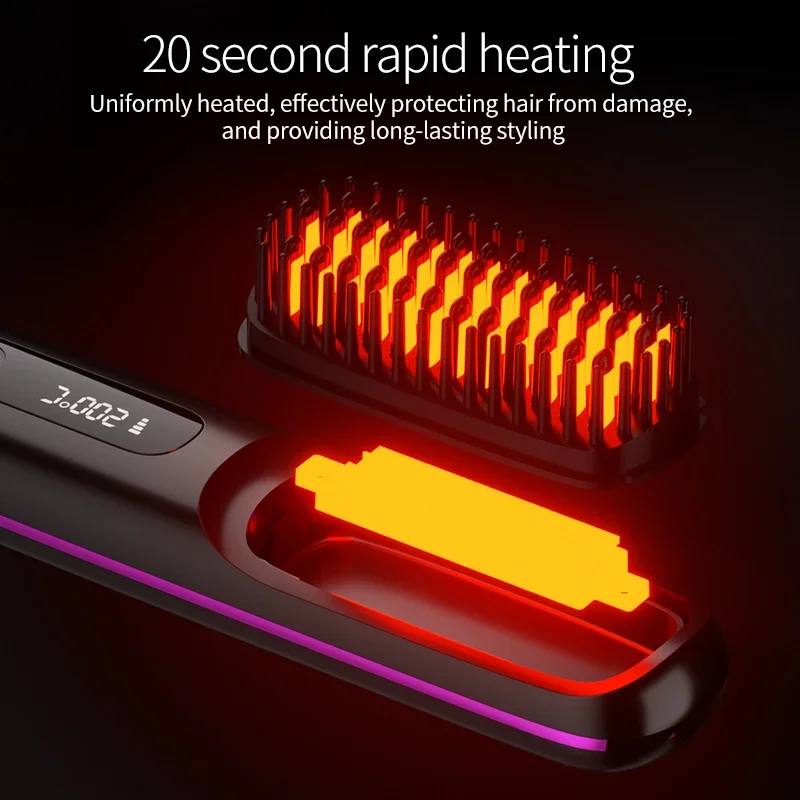 Cordless Hair Straightener with LCD Screen – USB Rechargeable & Adjustable Heat
