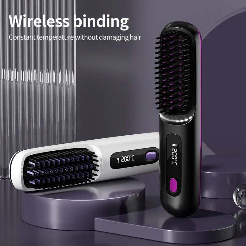 Cordless Hair Straightener with LCD Screen – USB Rechargeable & Adjustable Heat