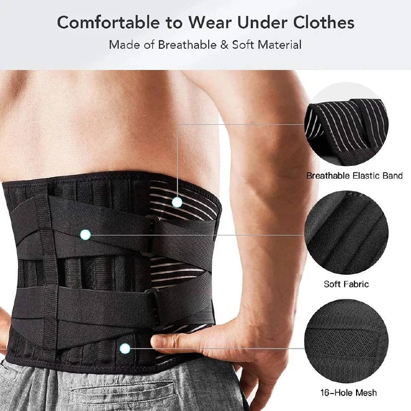 Lumbar Support Belt with 360-Degree Coverage – Memory Aluminum & Steel Springs