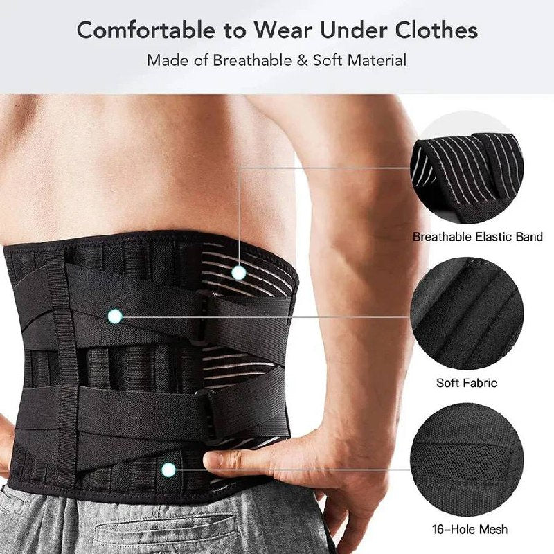 Lumbar Support Belt with 360-Degree Coverage – Memory Aluminum & Steel Springs