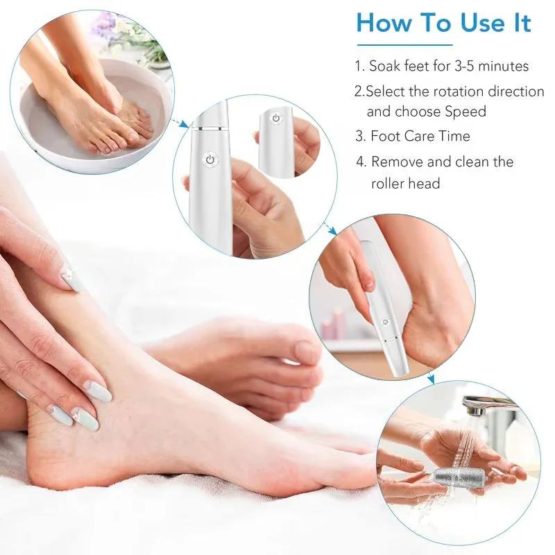 LED Light Foot Callus Remover - Electric with Adjustable Speed Settings