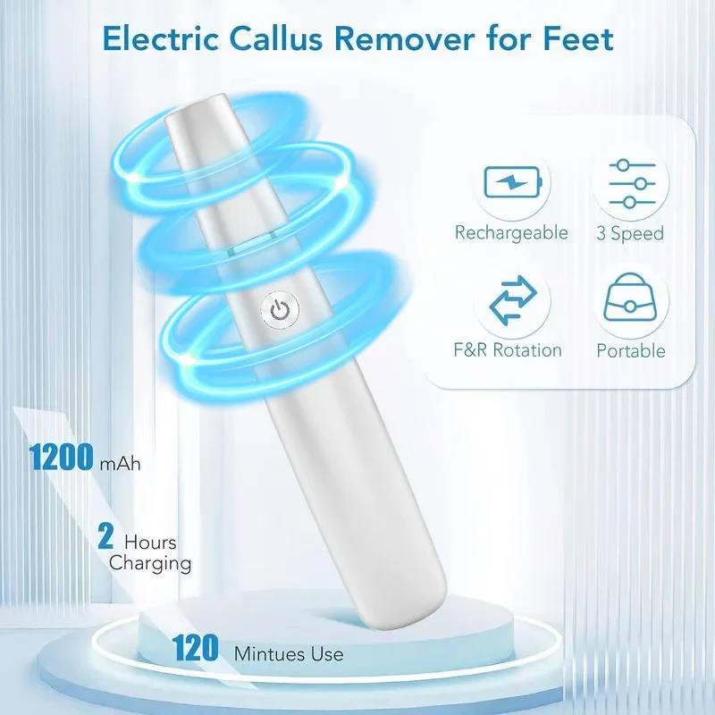 LED Light Foot Callus Remover - Electric with Adjustable Speed Settings