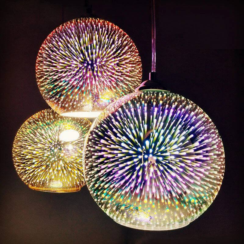 Colorful 3D Fireworks Glass Pendant Lamp with Unique Design